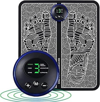 EMS Feet Massage Machine, Circulation Booster for feet and Legs, Folding Portable Massage Foot Mat USB Rechargeable